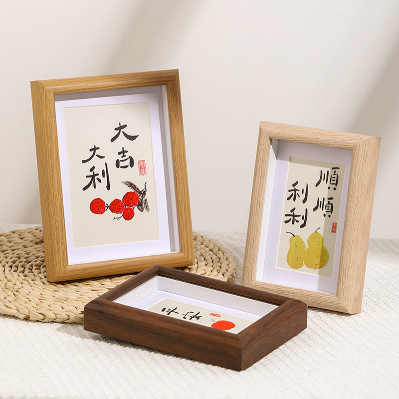 Wholesale Wooden Hollow 3D Photo Frames 6-Inch 7inch 8inch A4 Calligraphy and Painting Frames Photo Frames Wall Hanging