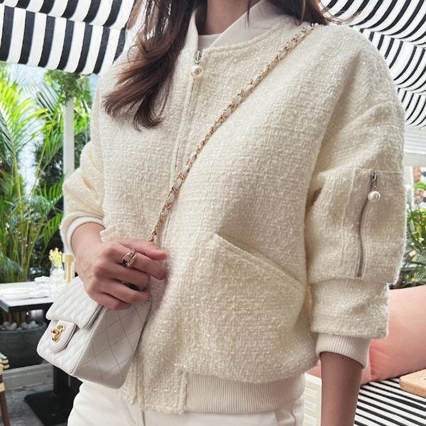 Korean chic autumn and winter New niche temperament casual all-match Chanel style jacket tweed coat top