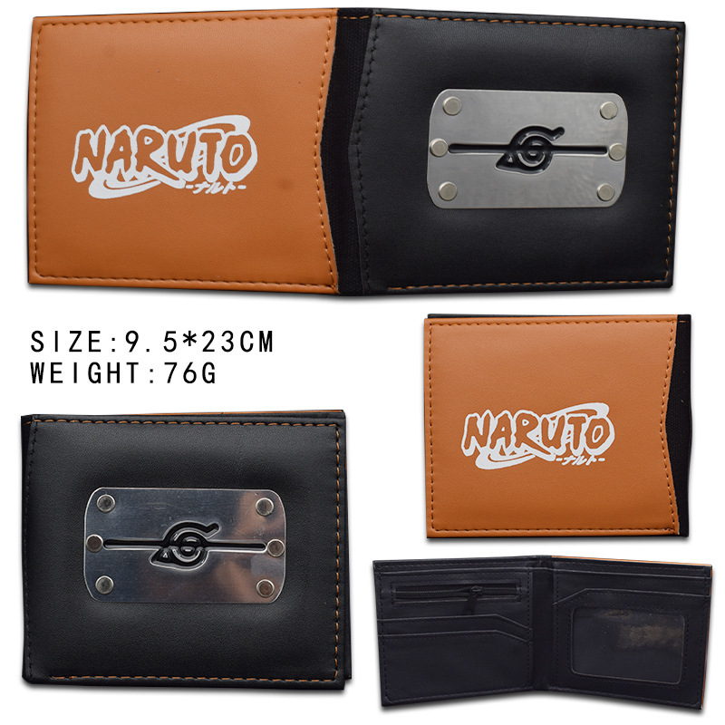 Naruto periferia billetera, Naruto Sasuke, cuatro generaciones de billetera roja, billetera corta, monedero de cambio de piel PU.