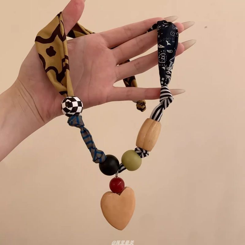 摩登少女~复古设计感拼接爱心项链女小众独特可调节锁骨链配饰|undefined