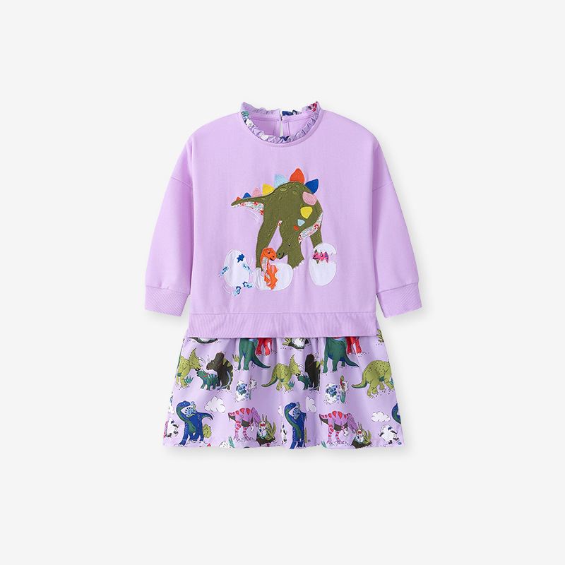 Little maven fábrica de origen ropa para niños al por mayor vestido de niña de estilo europeo y americano falda de algodón de otoño