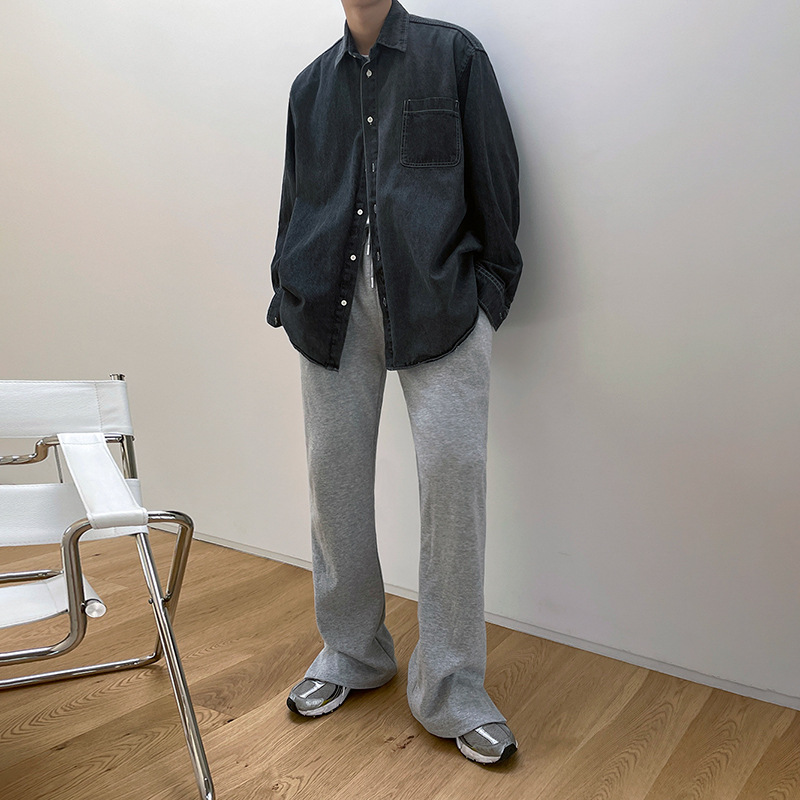 MYQCasual Pants For Men Style Slit Versatile Straight Wide Leg Sweatpantsy Korean Style Loose Floor Mopping Pants