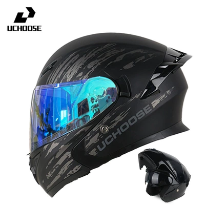 Motorcycle Safety Supplies, 3C Certified Motorcycle Open-Face - speed-gray-aurora-blue-comes-with-transparent-mirror-bluetooth-headset-m