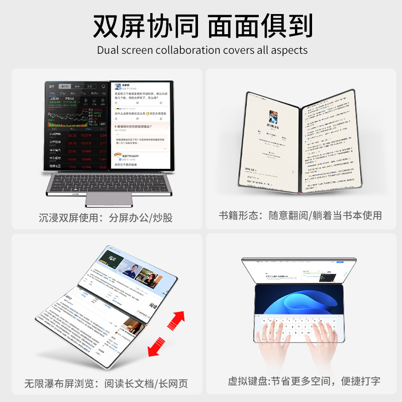 Nuevo 10.9 pulgadas Core i3 doble pantalla portátil pantalla táctil pantalla de escritura portátil plegable pintura de mano