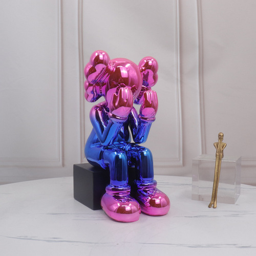 Violent Bear Sculpture Accent for Hotel Model Room Living Room TV Stand Side Floor Cartoon Figure Soft Decorative Item