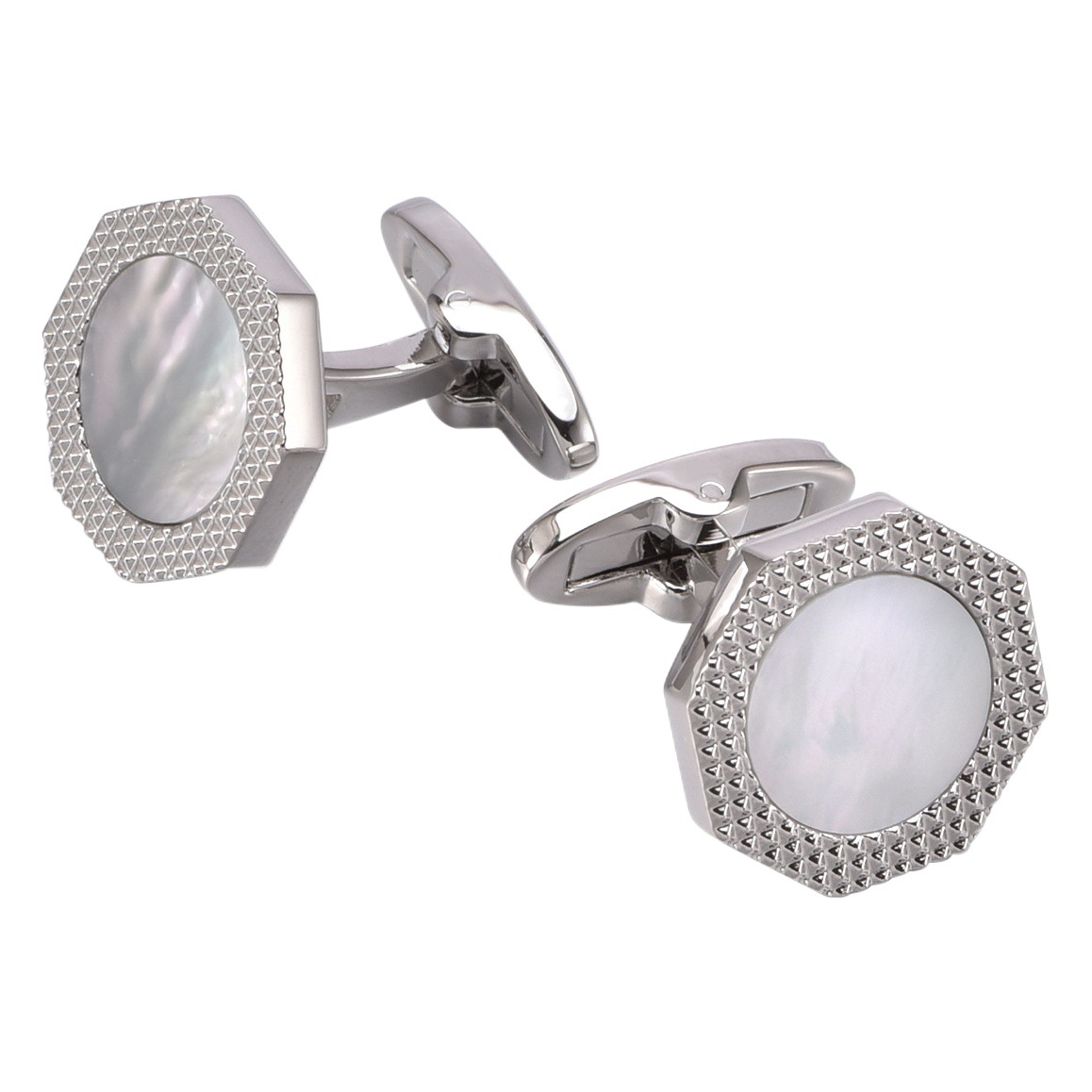 Dongguan camisa de traje de alta gama de lujo natural profundo mar perla fritillary francés mancuernas nuevo estilo octogonal mancuernas