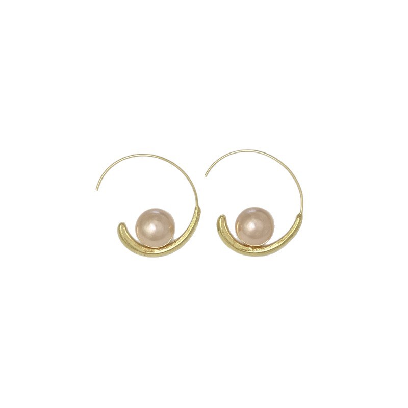 Orecchini a cerchio grandi eleganti e alla moda di alta qualità, in stile francese leggero e lussuoso, con perle semicircolari, per donna_voghion.com