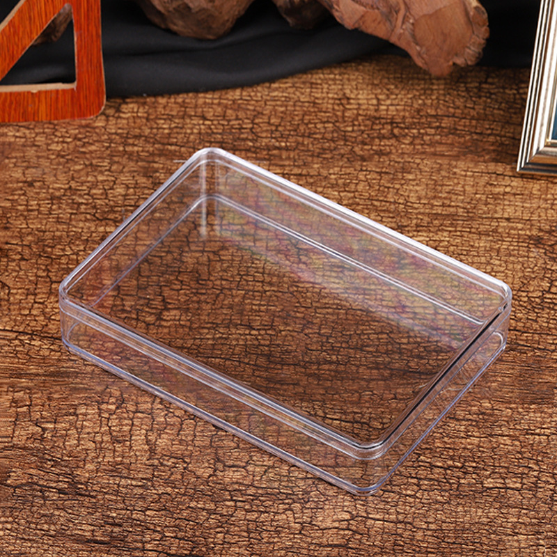 Caja transparente de plástico rectangular grado alimenticio PS galleta tuerca chocolate caja de dulces con tapa al por mayor