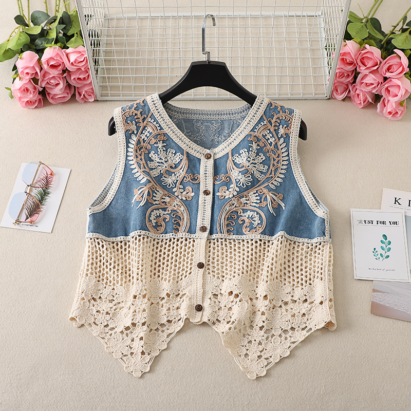 2025 Heavy Industry Korean Style Exquisite Hollow Crochet Vest for Women Summer with Strap Niche High-End Design Vest
