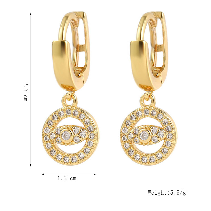 European And American Exquisite Trendy Copper Inlaid Zirconium Eye Earrings Female Korean Cute Internet Celebrity Real Gold Electroplated Age-reducing Earrings display picture 1
