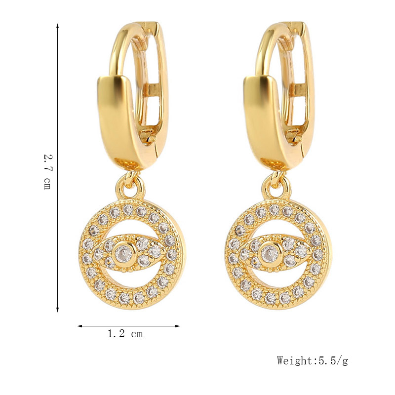 Européen Et Américain Exquis À La Mode Cuivre Incrusté De Zirconium Boucles D'oreilles Oeil Féminin Coréen Mignon Célébrité Internet Réel Or Électrolytique Âge-réduire Boucles D'oreilles display picture 1