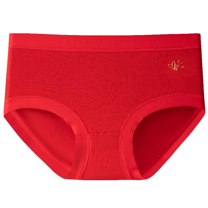 Año de nacimiento ropa interior de algodón de las mujeres entrepierna antibacteriana mediados de cintura sin costuras más tamaño pantalones cortos cabeza boda ropa interior roja
