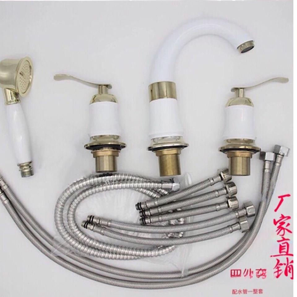 European-Style Double-Handle Three-Hole Split Basin Hot and Cold Faucet Bathroom Four-Hole Washbasin Faucet