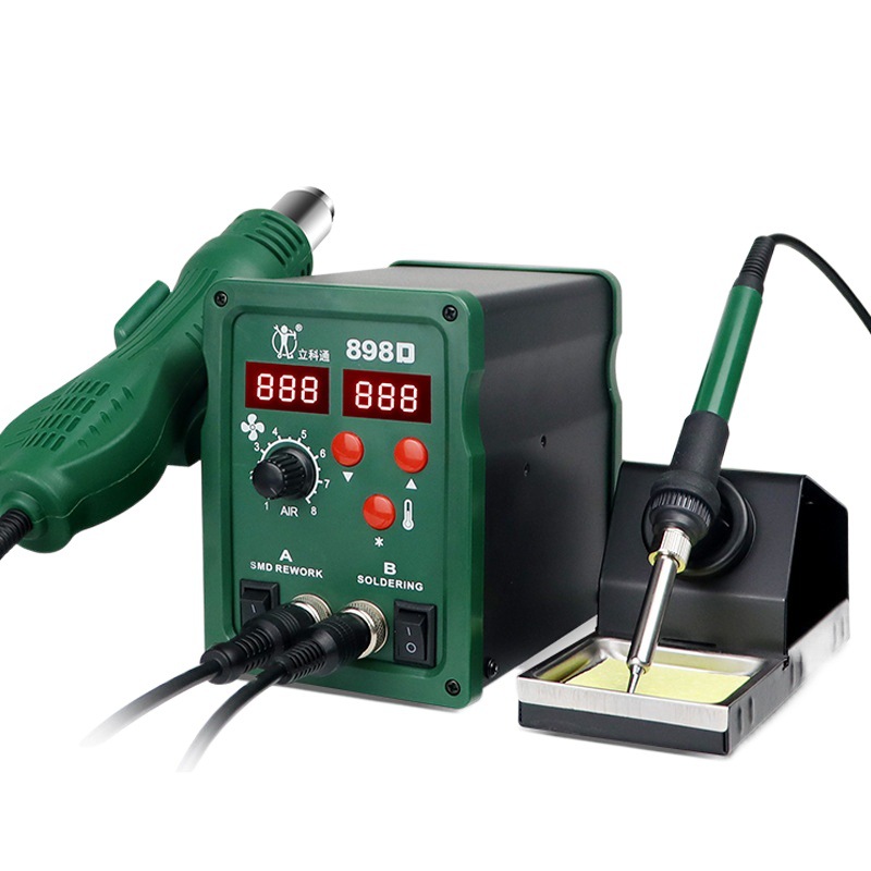 858D pistola de aire caliente Estación de soldadura pistola de soldadura eléctrica traje de hierro dos en uno Estación de retrabajo de soldadura de doble propósito 898D alta potencia
