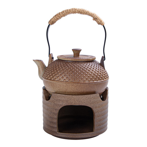 Warm-boiled teapot imitation wood-fired lifting beam large retro coarse pottery tea set set around the stove teapot single pot kettle