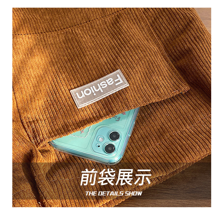 Japanese-style casual and artistic handbag, ins letter-embroidered canvas shopping bag, trendy and fashionable corduroy single-shoulder bag undefined