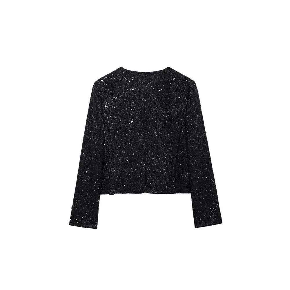 ZADATA Зимняя футболка с длинным рукавом и круглым воротом, классический пиджак, 2024 год, стиль Chanel