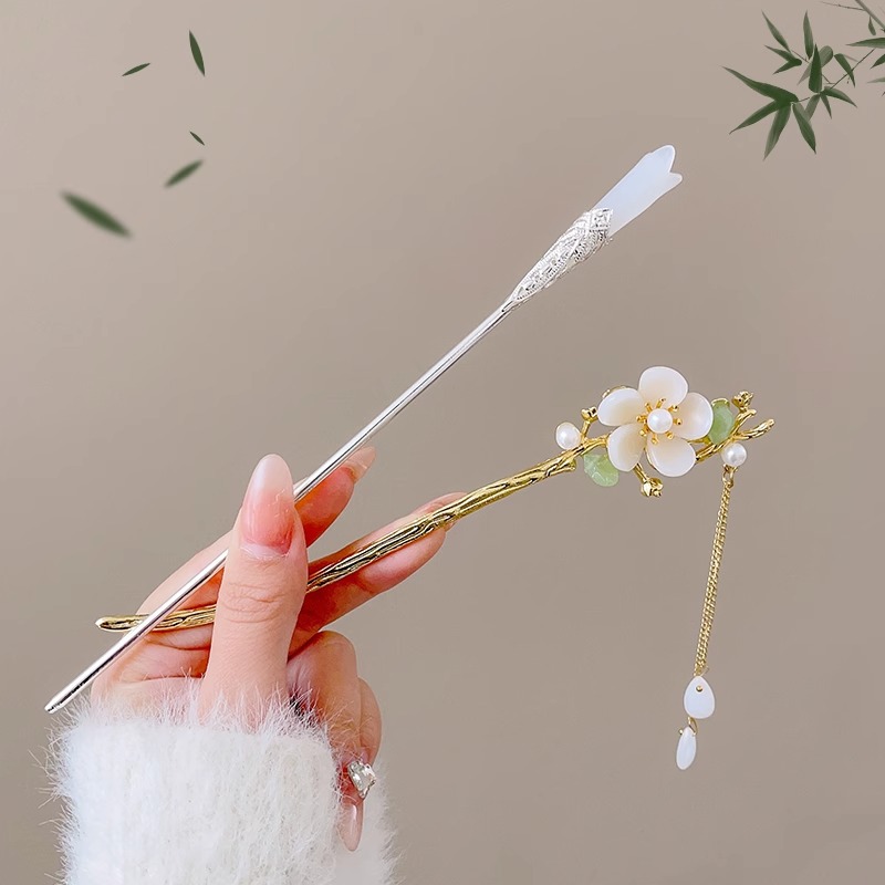 Nuevo estilo chino Maxi falda horquilla 2024 nuevo tocado de horquilla updo de niña estilo antiguo hanfu horquilla