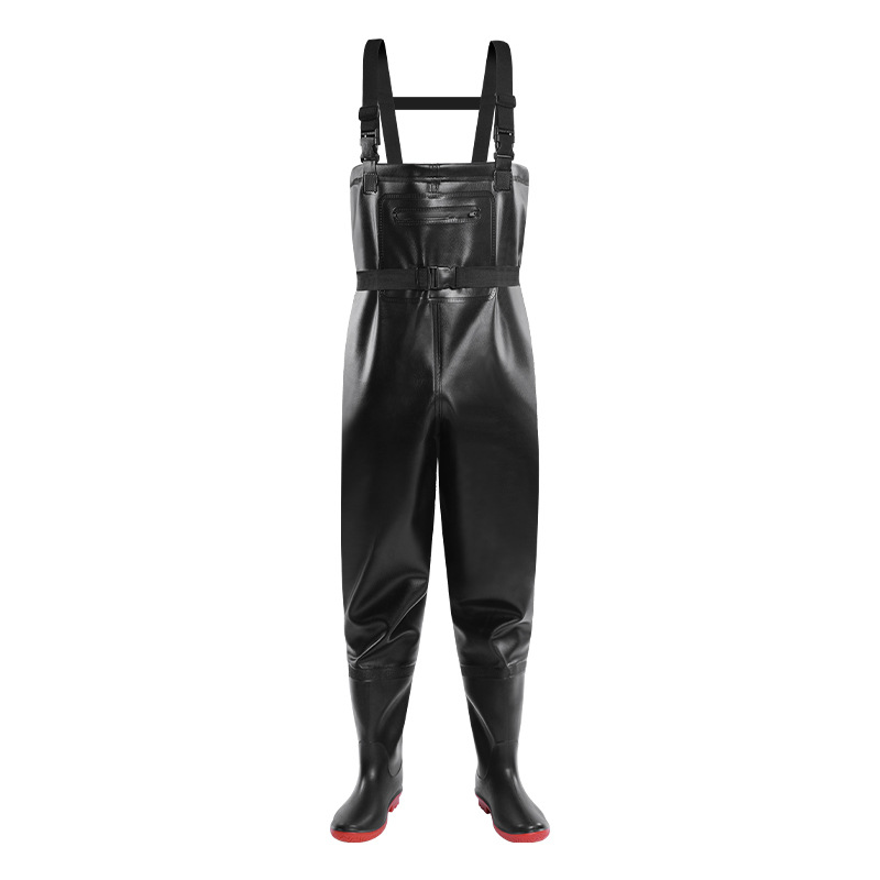 Thickened PVC waders, rain trousers with rain boots, full body water trousers and shoes, one-piece waterproof suit, sea equipment