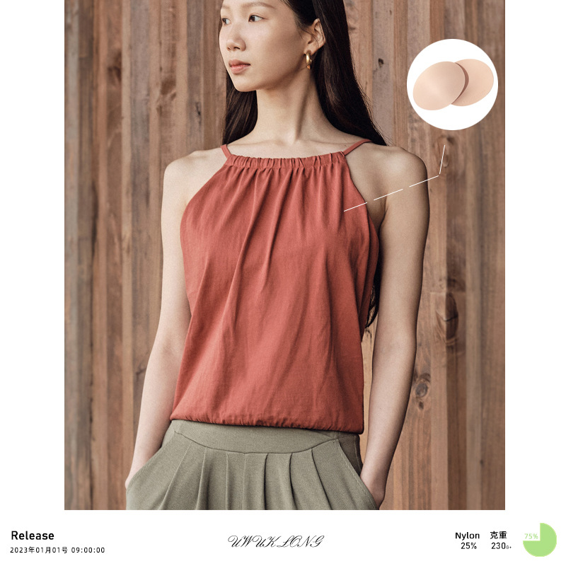 Customized Printed Pure Cotton Loose Yoga Clothing Vest with Chest Pads Sexy Sports Suspender Blouse Fitness Top