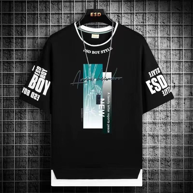 夏 12-16 歳の男の子 Tシャツプリントトレンディな半袖 Tシャツ中学生とティーンエイジャースポーツとレジャーのボトリングシャツ|undefined