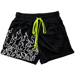 Cross-border Trade European and American Men's Summer Sports Leisure Large Size Printed Beach Single-layer Shorts Men's Mesh Shorts Men