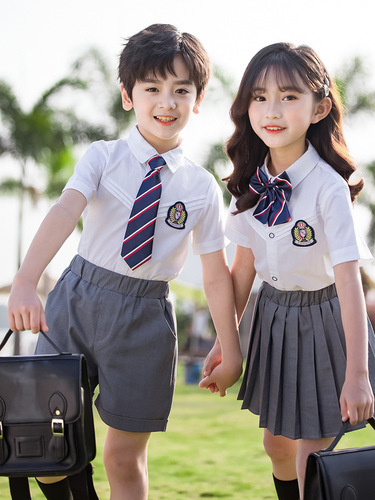 Preschool summer uniform in British style, primary school class uniform, college-style summer graduation performance costumes for children, children's performance costumes