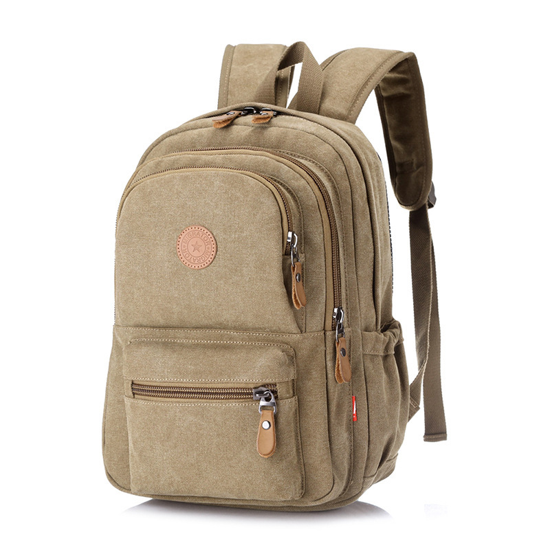 Cross-Border Canvas Bag, Foreign Trade Backpack, Thickened Washed Canvas Bag for Women, Male Student Outdoor Leisure Computer Backpack for Men
