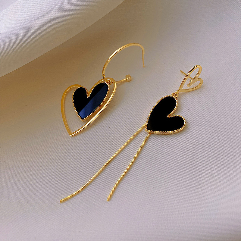Asymmetrical Tassel Love Earrings display picture 5
