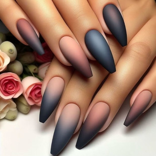 New high fashion wearing nail armor piece simple hot girl style black powder gradient pattern matte cross-border wholesale