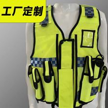 执勤巡逻交通反光衣 双层加厚网布多口袋高档安全马甲厂家定制