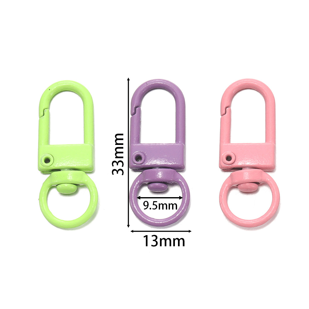 New Color Spray Paint 3 Points Small Door Buckle Alloy Keychain DIY Doll Pendant Mobile Phone Chain Bag Jewelry Accessories