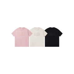 MM6 正しいバージョン マルジェラ 半袖 刺繍 レタープリント ヘビーハンドル ルーズ Tシャツ 男女兼用 カップルシャツ トレンド