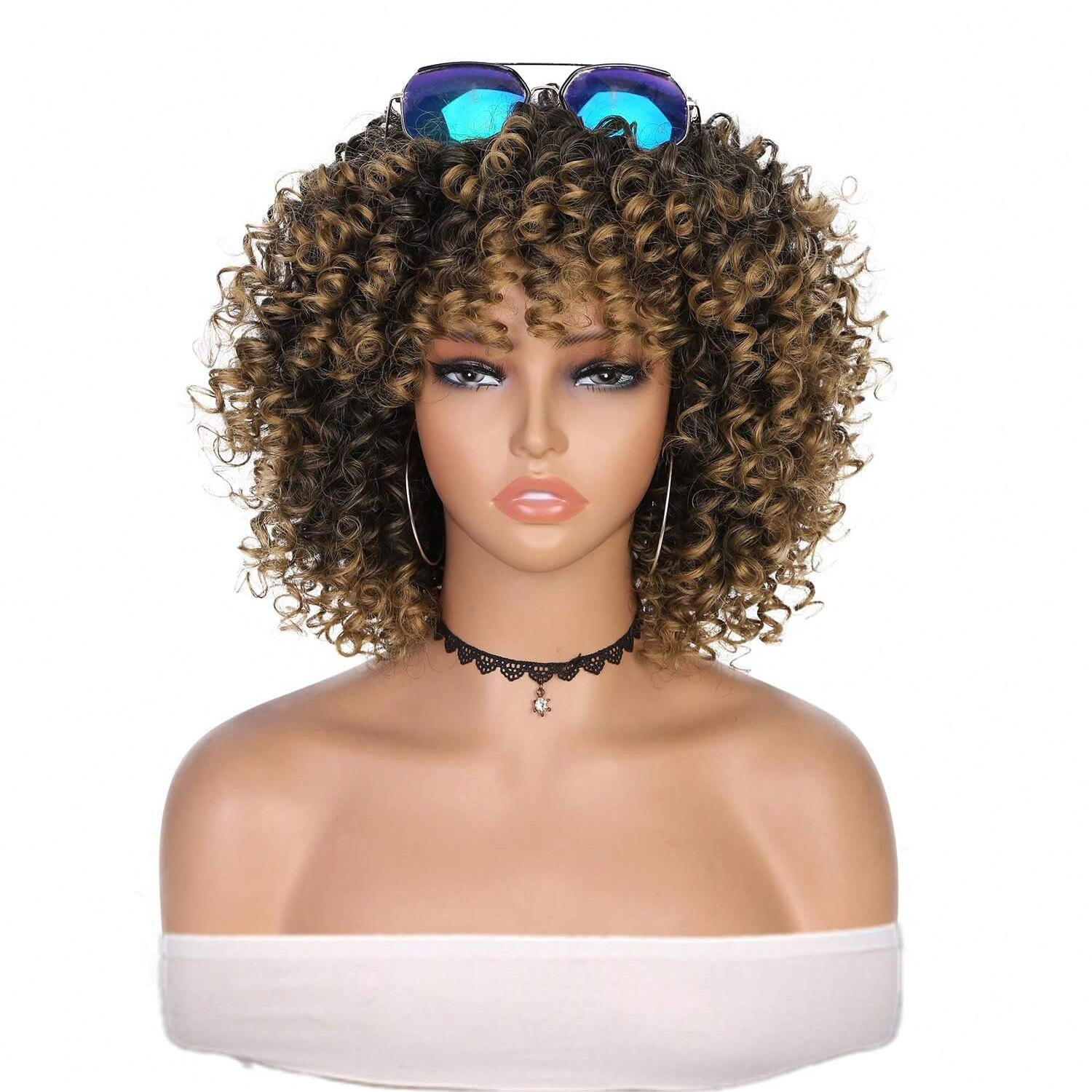 wigs for women African fashion explosive curly hair chemical fiber headpiece spring curl short curly hair spot_voghion.com