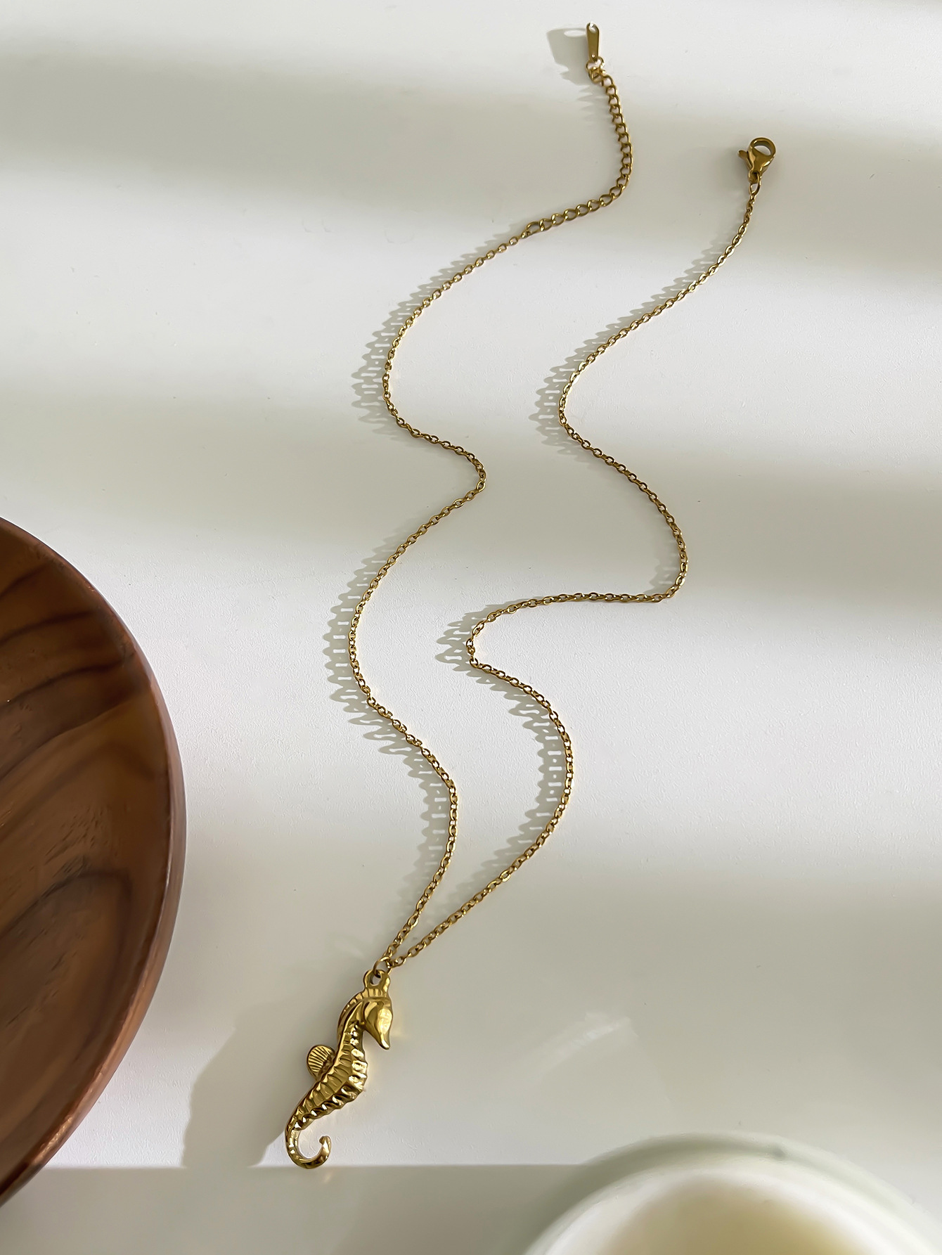 IG Style Style 18K Gold Plated 316L Stainless Steel Rhinestones Starfish Hippocampus Waterproof Non Tarnish Surgical Steel IG Style Cable Chain Pendant Necklace For Women's