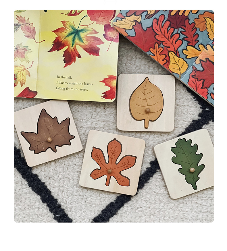 Puzzles Toddler(3-6years) Leaves Wood Toys display picture 1