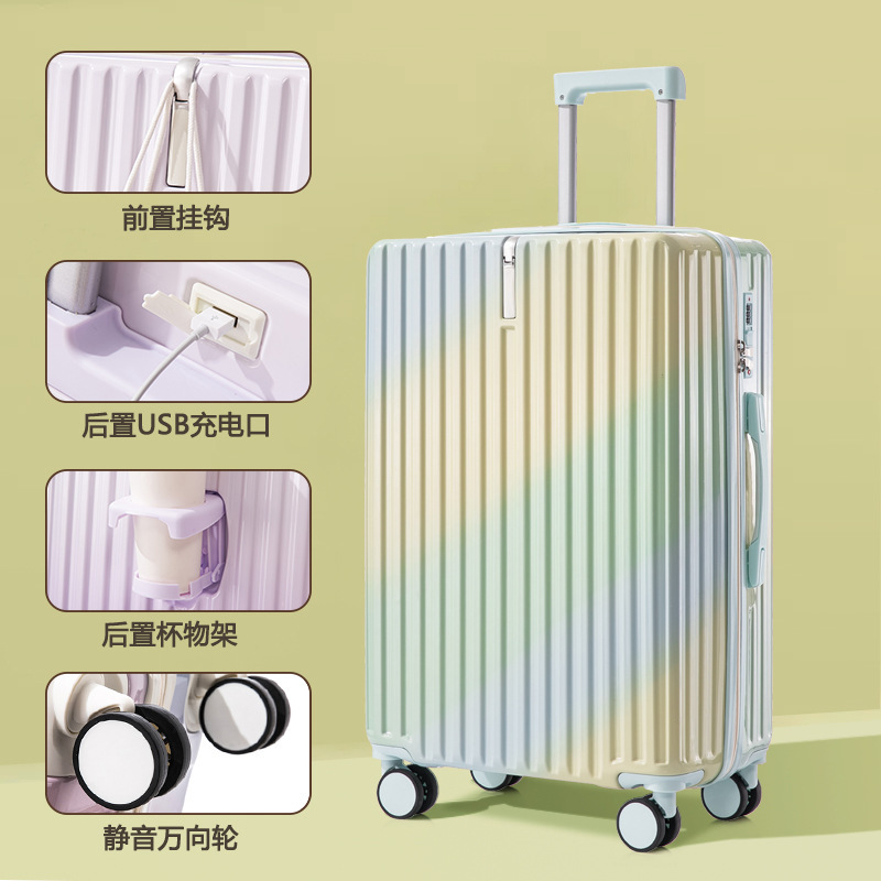 Mujeres japonesas de moda, color gradiente, maleta fresca, 28 maletas de viaje de contraseña de estudiantes
