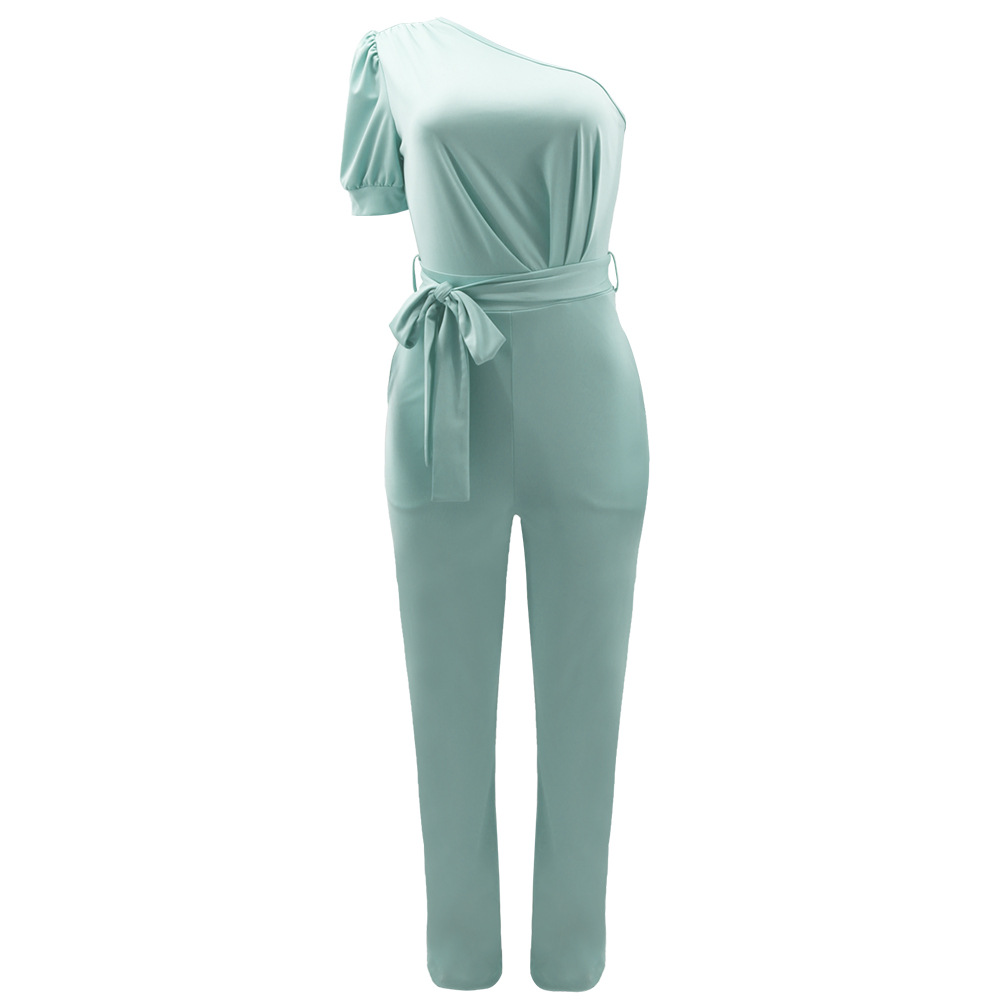 One Shoulder High Waist Backless Slim Tapered Trousers Women Jumpsuit 9 One Shoulder High Waist Backless Slim Tapered Trousers Women Jumpsuit