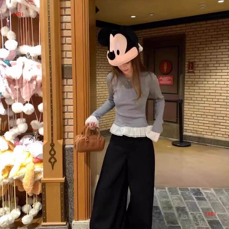 慵懒风垂感灰色西装裤休闲裤女秋季百搭高腰阔腿裤直筒长裤拖地裤|undefined