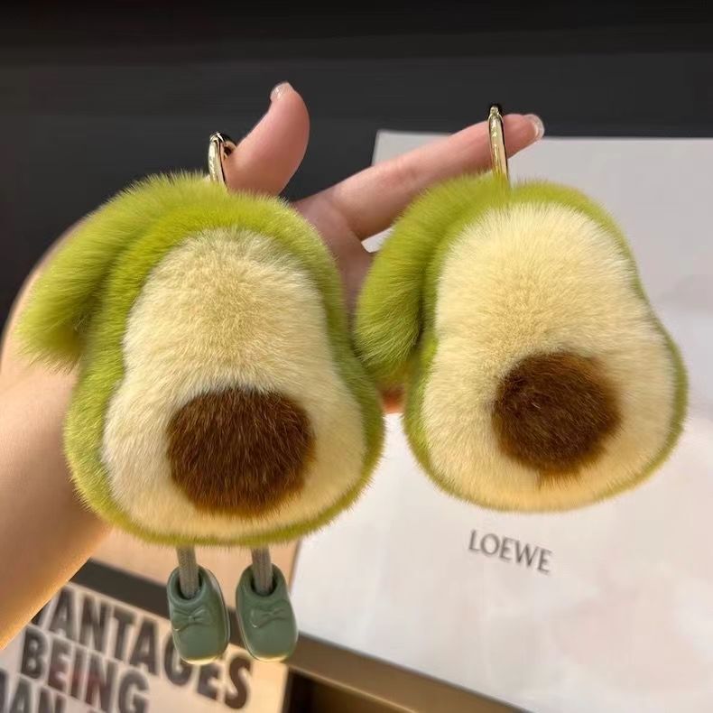 Imitation mink rex rabbit hair avocado car key chain pendant ins Internet famous cute plush doll schoolbag pendant Imitation mink rex rabbit hair avocado car key chain pendant ins Internet famous cute plush doll schoolbag pendant