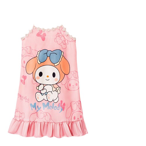 Children's Pajamas Summer Girls' Camisole Dress Nightgown Cartoon Princess Style Kids' Mid-to-Large Size Home Wear Dress
