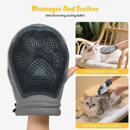 Cat hair remover, cat grooming gloves, double-sided and multi-functional, cat bib replacement, essential for cleaning cat hair