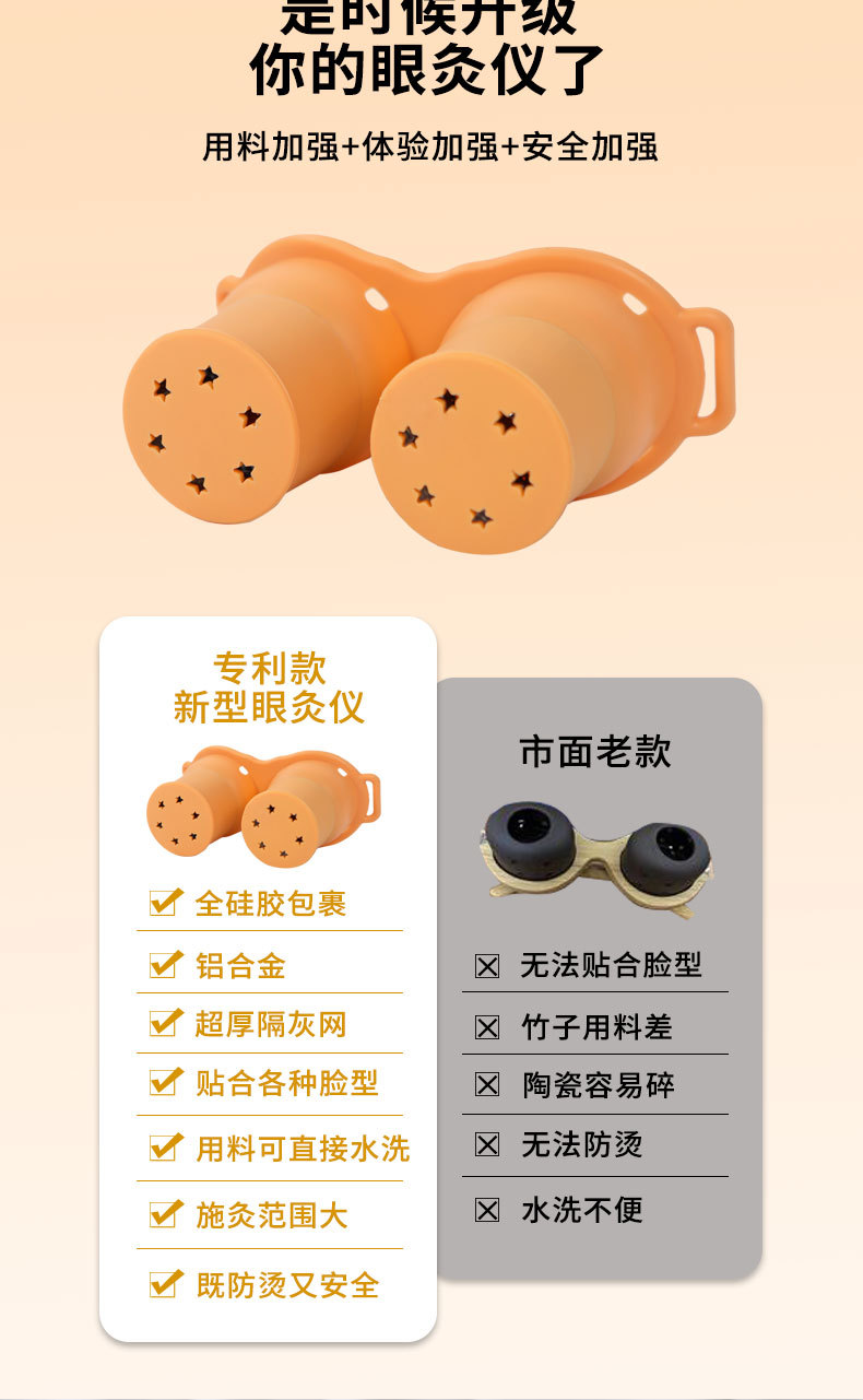 Eye Moxibustion Device with Silicone Heat Compress for Spa Use Warm Moxa Eye Care Tool with 3-Year Aged Moxa Sticks 162 Sections quality and texture