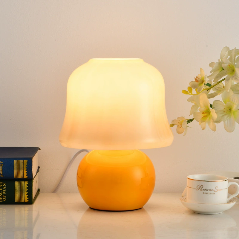 Glass Table Lamp, creative bedside night light, warm ambient LED, small & large sizes