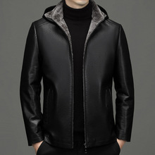 专柜冬季男士真皮皮衣加绒加厚皮毛一体绵羊皮中年爸爸装外套批发