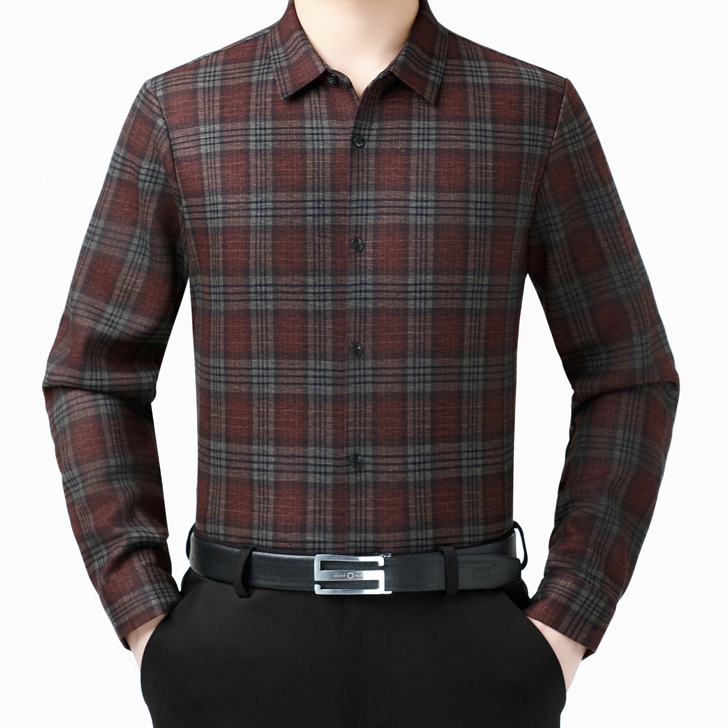 专柜正品男装衬衣冬季加绒正装商务休闲免烫抗皱保暖中年男士衬衫