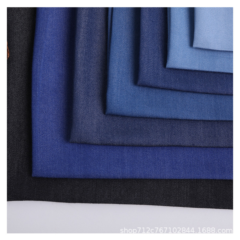 斜纹牛仔布仿天丝牛仔面料春秋连衣裙免洗仿牛仔背带群布料涤棉