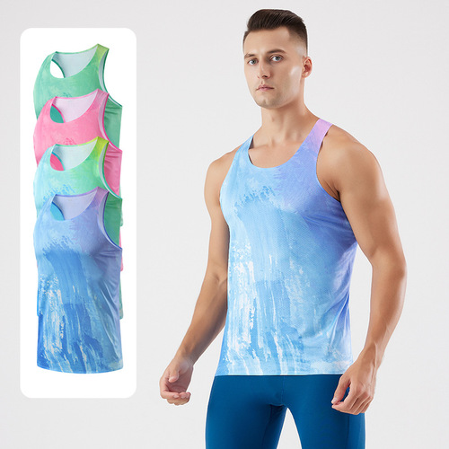 Summer Men's Quick-Dry Lightweight Fitness Slimming Sports Unisex Sleeveless Quick-Dry Marathon Training V-Neck Top