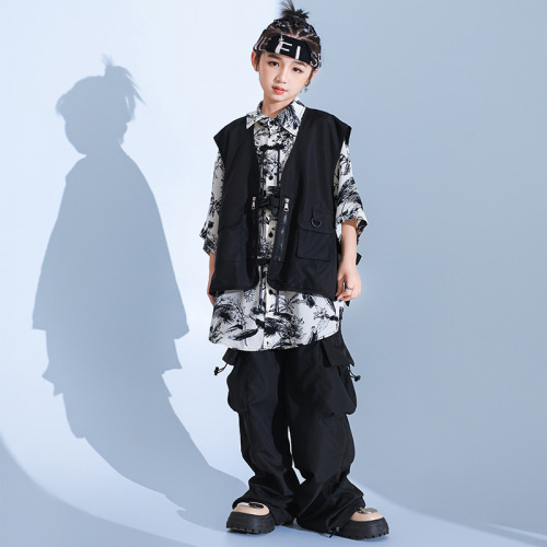 Girls' Jazz Dance Costume Cool Japanese Street Dance Performance Suit Set Children's Hip-Hop Hiphop Fashion Show Stage Trend