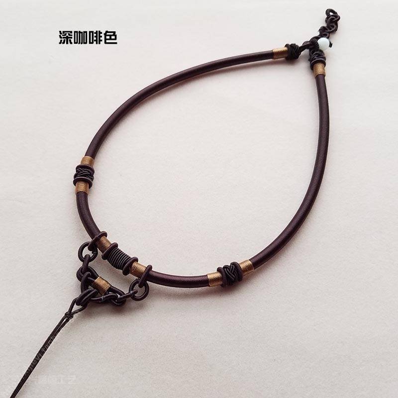 翡翠ロープ手編みロープ黒ロープ首輪翡翠ペンダントストラップネックレスロープ結び翡翠ペンダントストラップペンダントストラップ男性と女性用|undefined